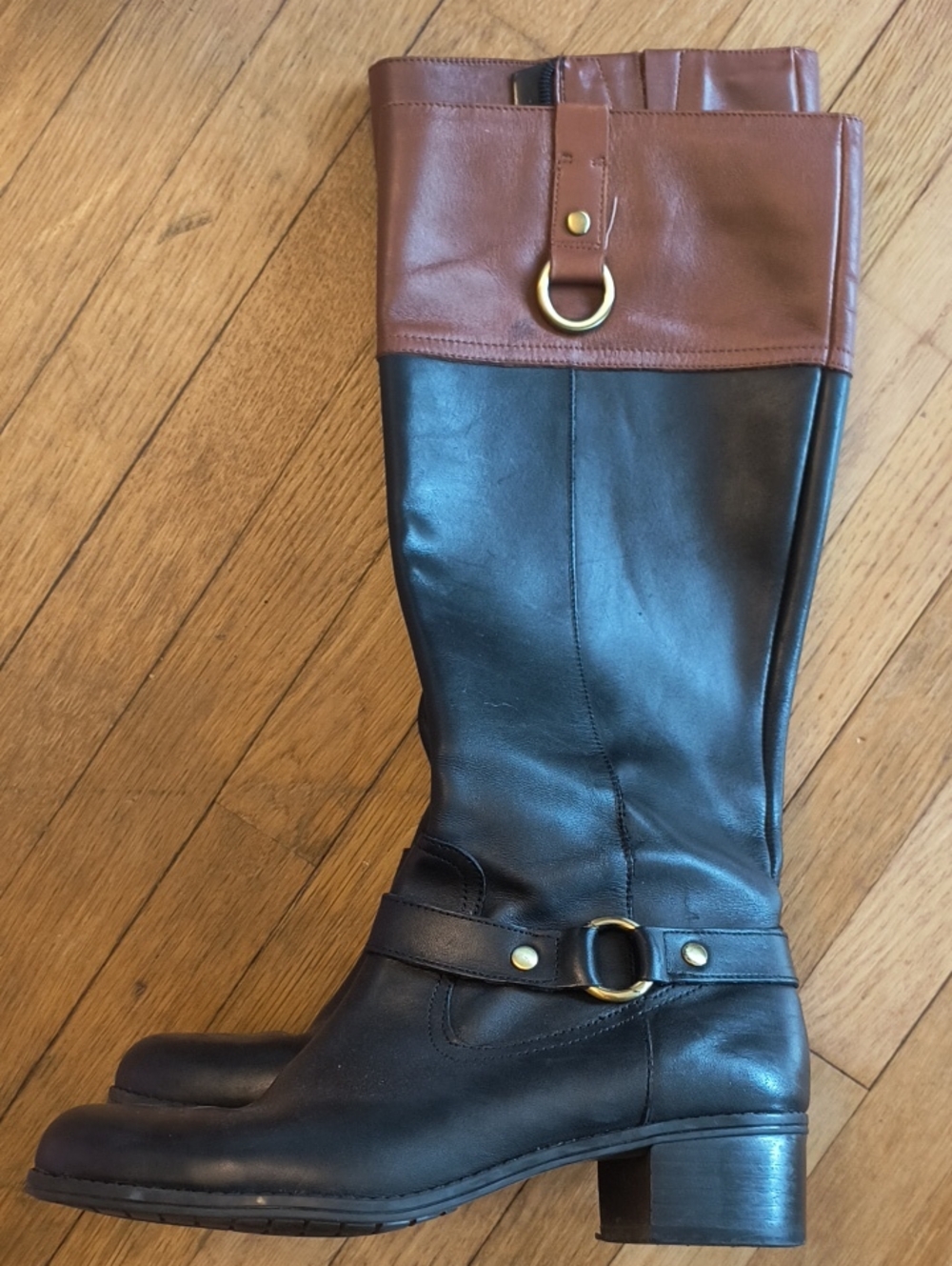 Bandolino Two-Tone Brown and Dark Brown Riding Boots